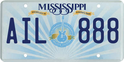 MS license plate AIL888