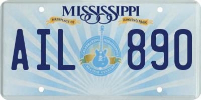 MS license plate AIL890