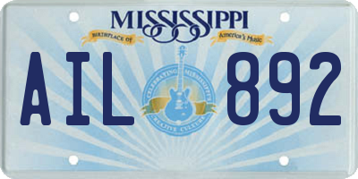 MS license plate AIL892