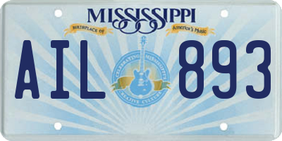 MS license plate AIL893