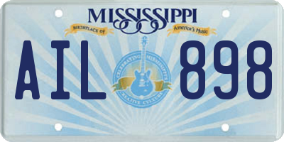 MS license plate AIL898