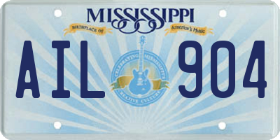 MS license plate AIL904