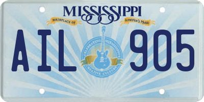 MS license plate AIL905