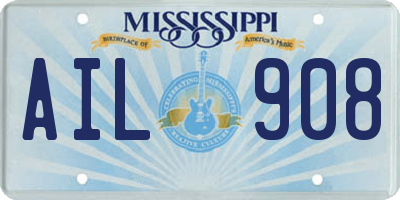 MS license plate AIL908