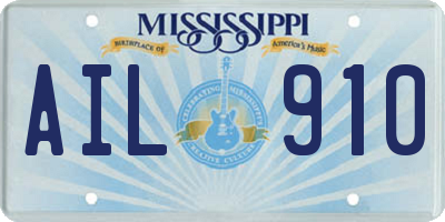MS license plate AIL910