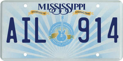 MS license plate AIL914