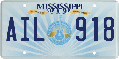 MS license plate AIL918