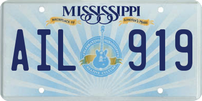 MS license plate AIL919
