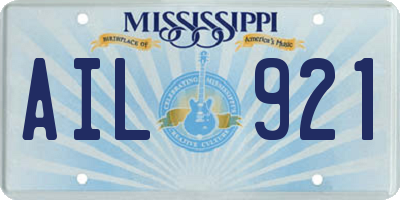 MS license plate AIL921