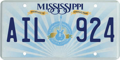 MS license plate AIL924