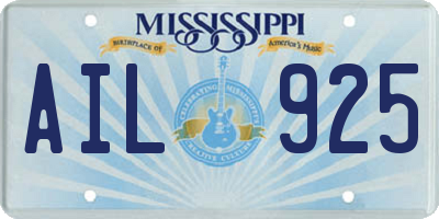 MS license plate AIL925