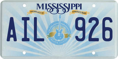 MS license plate AIL926