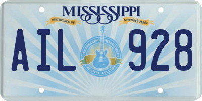 MS license plate AIL928