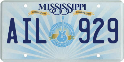 MS license plate AIL929