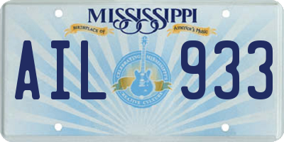 MS license plate AIL933