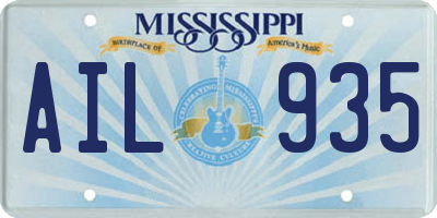 MS license plate AIL935