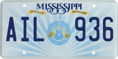MS license plate AIL936