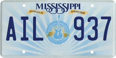 MS license plate AIL937