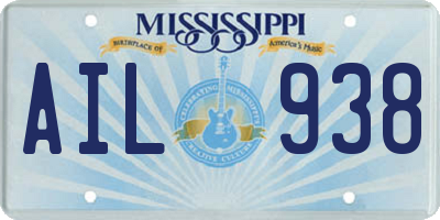 MS license plate AIL938