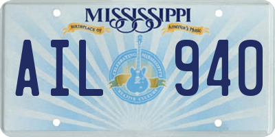 MS license plate AIL940