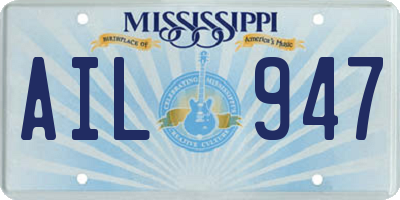 MS license plate AIL947