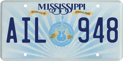 MS license plate AIL948