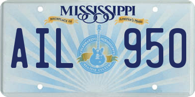 MS license plate AIL950