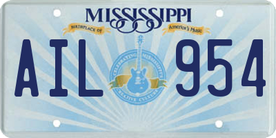 MS license plate AIL954