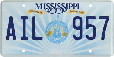 MS license plate AIL957