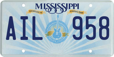 MS license plate AIL958