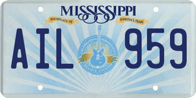 MS license plate AIL959