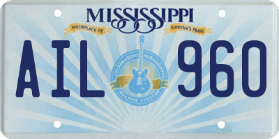 MS license plate AIL960