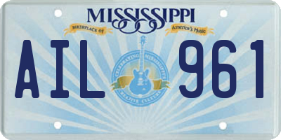 MS license plate AIL961