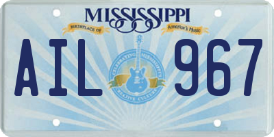 MS license plate AIL967