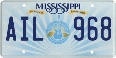 MS license plate AIL968