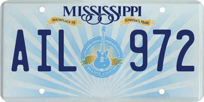 MS license plate AIL972