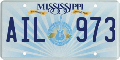 MS license plate AIL973