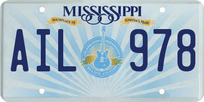 MS license plate AIL978
