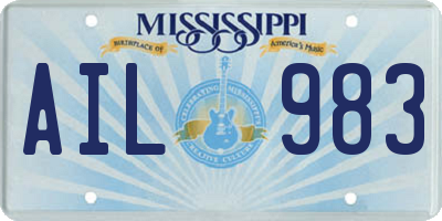 MS license plate AIL983