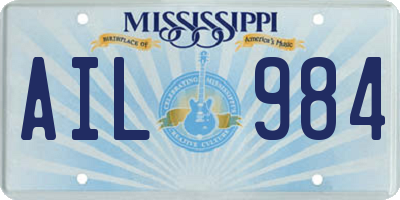 MS license plate AIL984