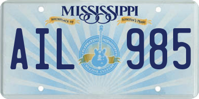 MS license plate AIL985