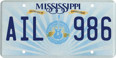 MS license plate AIL986