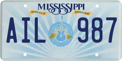 MS license plate AIL987
