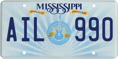 MS license plate AIL990