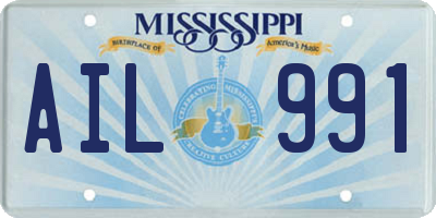 MS license plate AIL991