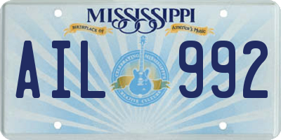 MS license plate AIL992