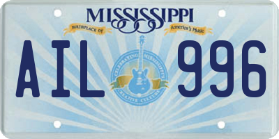 MS license plate AIL996