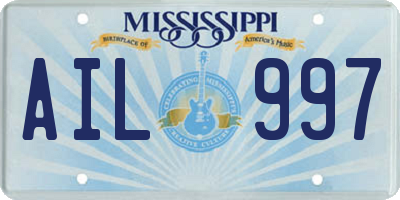 MS license plate AIL997