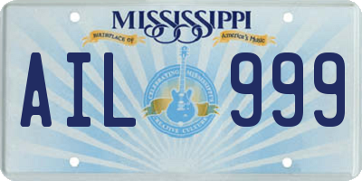 MS license plate AIL999
