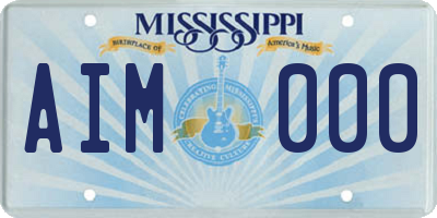 MS license plate AIM000